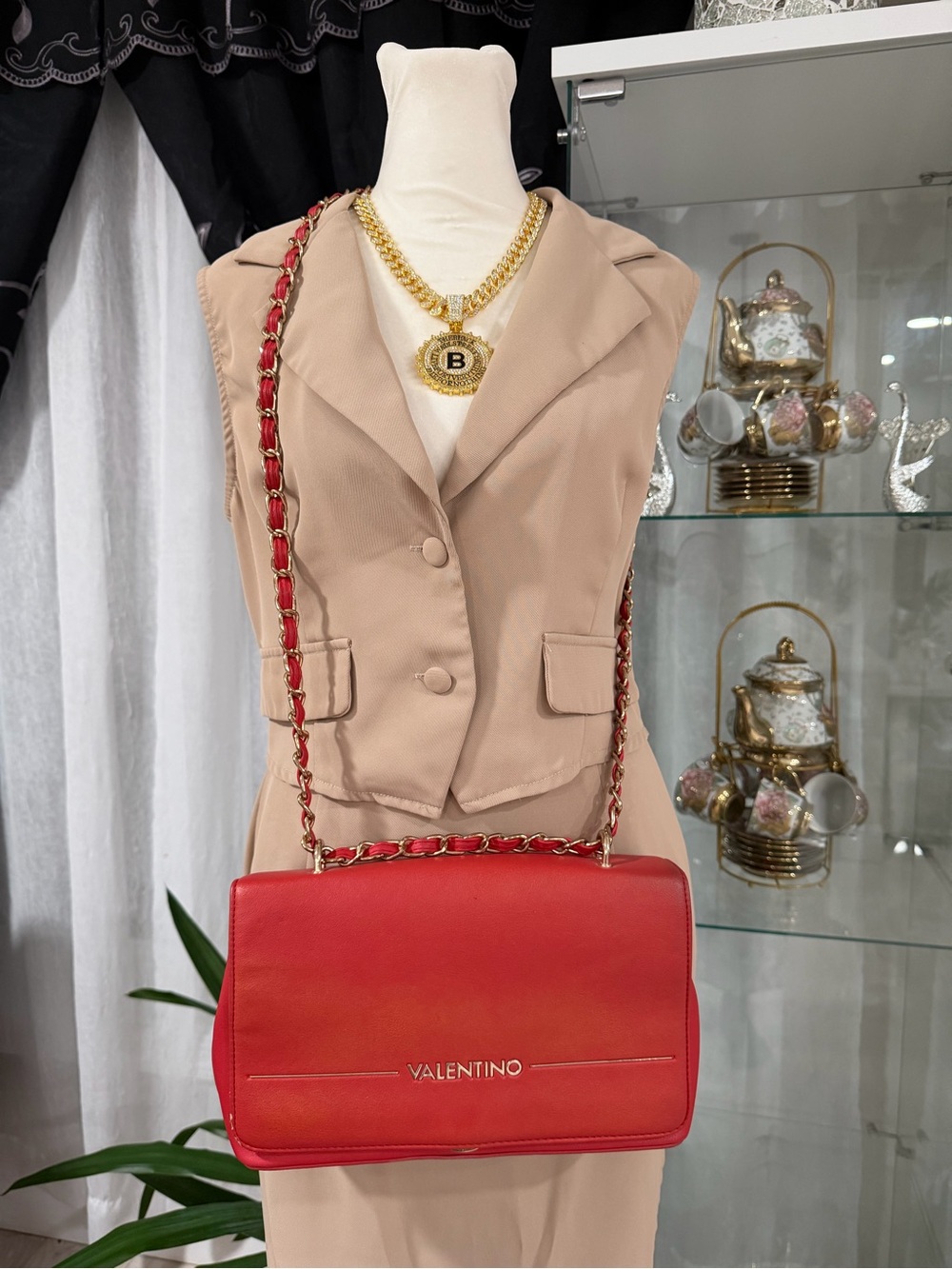 Valentino Red Leather 2 way bag